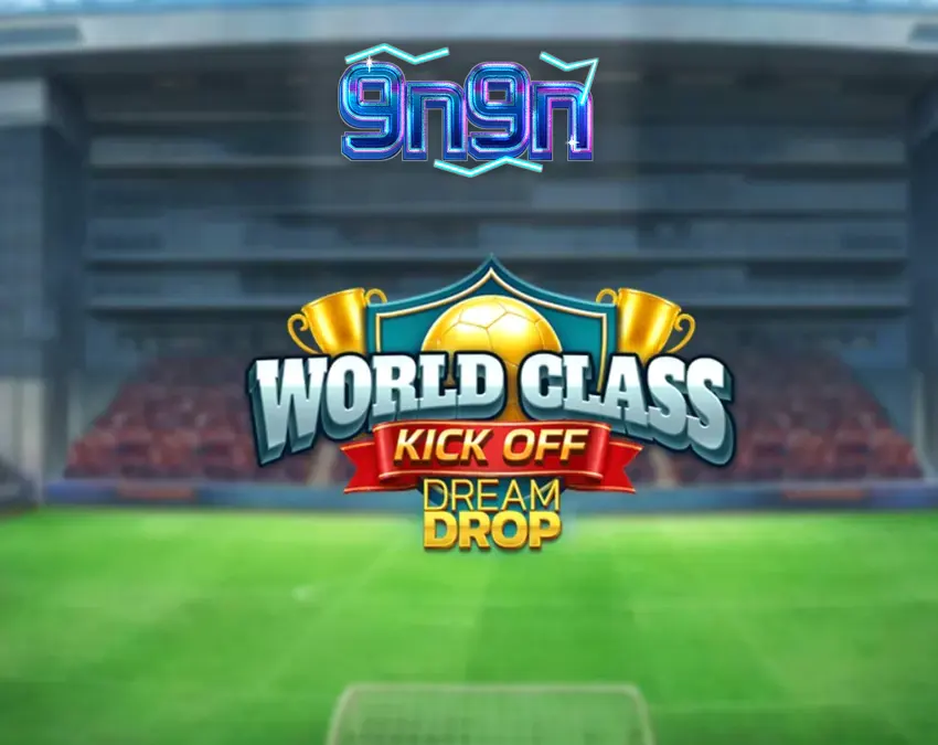 Tampilan antarmuka retro World Class Kick Off Dream Drop dengan elemen stadion sepak bola.